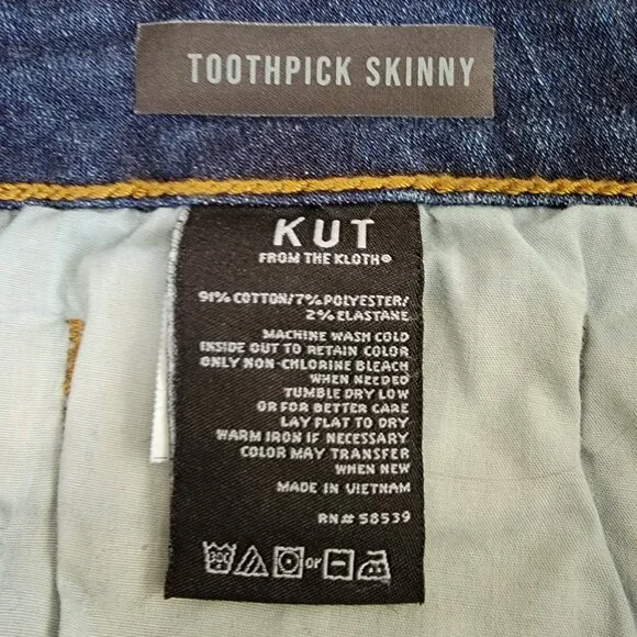 KUT From the Kloth High Rise Toothpick Skinny Blue Jeans - 16 - Picture 15 of 15